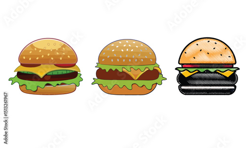 Cartoon burger set.