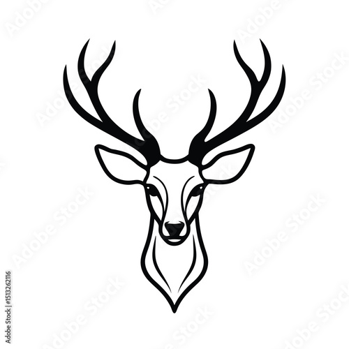 deer head with crown vector logo on white background 