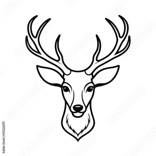 deer head with crown vector logo on white background 