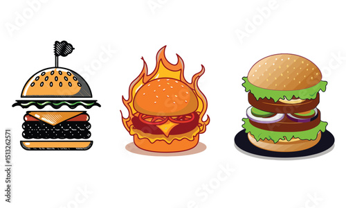 Cartoon burger set.