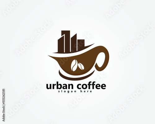 urban coffee, coffee city logo, urban buildings on coffee cups, logo design inspiration