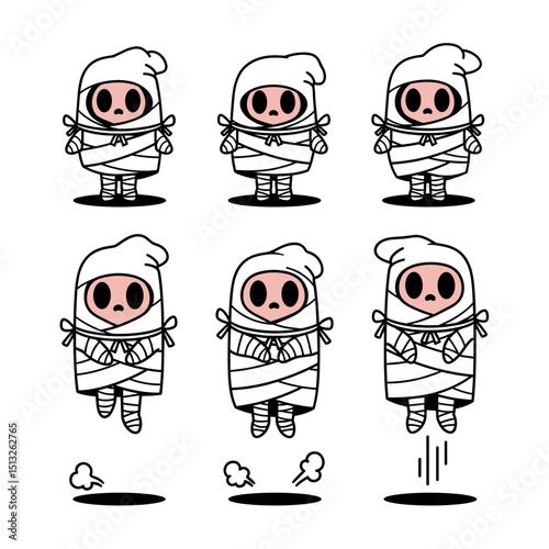 Cute Cartoon Mummy Characters Pixel Art Animation