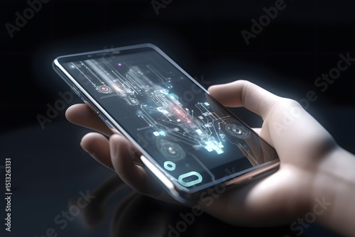 Wallpaper Mural AI hand holding a smartphone, interacting with apps, realistic textures, futuristic meets everyday life
 Torontodigital.ca