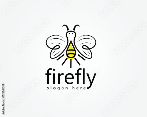 creative firefly logo, abstract yellow firefly logo design inspiration