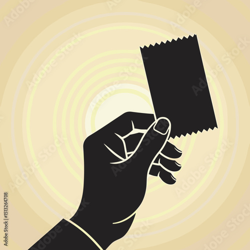 Hand holding a ticket against a soft light background  