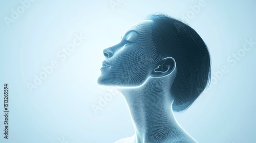 Futuristic beauty technology, AI-powered skincare analysis, advanced facial recognition.