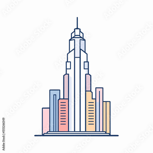 Modern City Skyline Pastel Hues Dreamy Urban Landscape