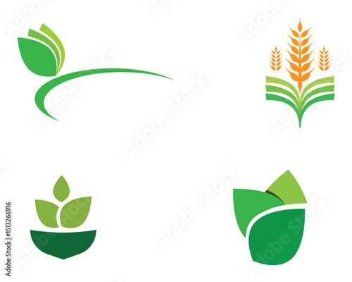 Agriculture business logo template unique green vector image