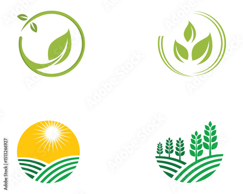 Agriculture business logo template unique green vector image