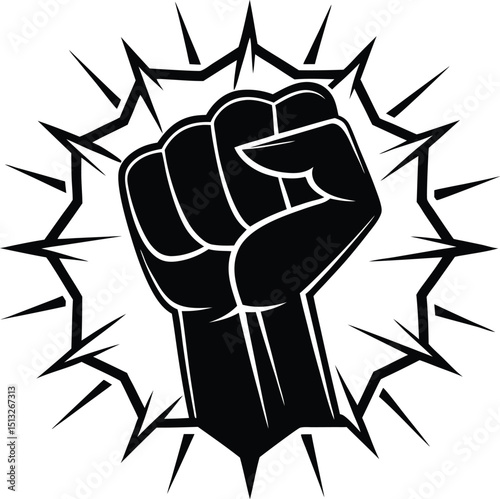 Adobe Illustrator Artwork, Clenched Fist Vector Art: Power, Protest, Revolution, Strength, and Unity Symbol - Ideal for Activism & Rights Campaigns