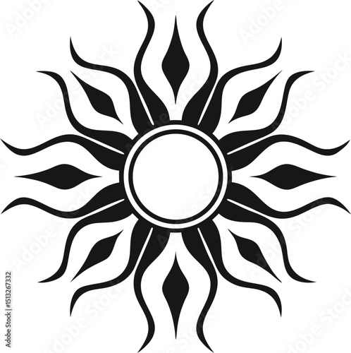 Abstract Eye Sun Waves  vector Icon – Bold Black & White Geometric Design, Modern Minimalist Symbolic Art & Pattern