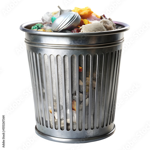 Trash can isolated on transparent background 