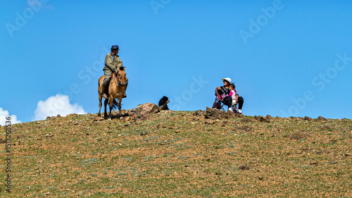 A herd of horses in the Mongolian landscape	
