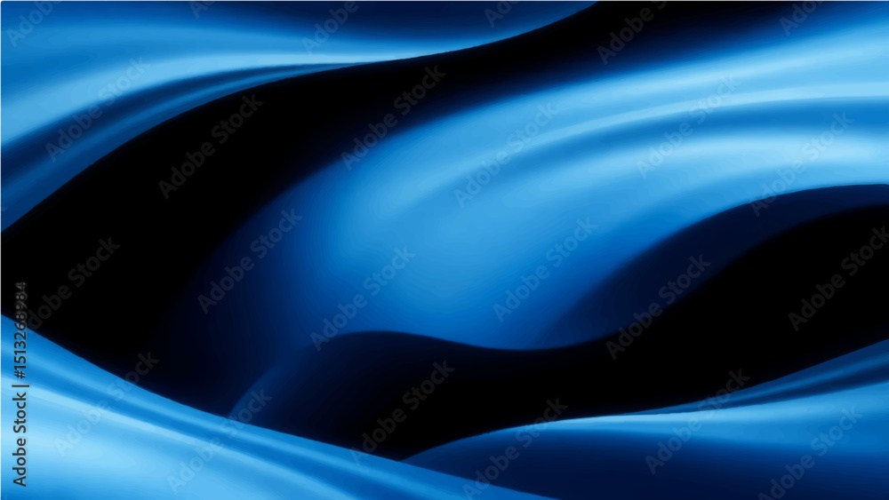 Fototapeta premium Abstract dynamic blue wave lines on dark background.
