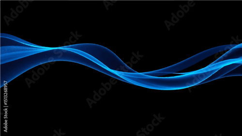 Abstract dynamic blue wave lines on dark background.