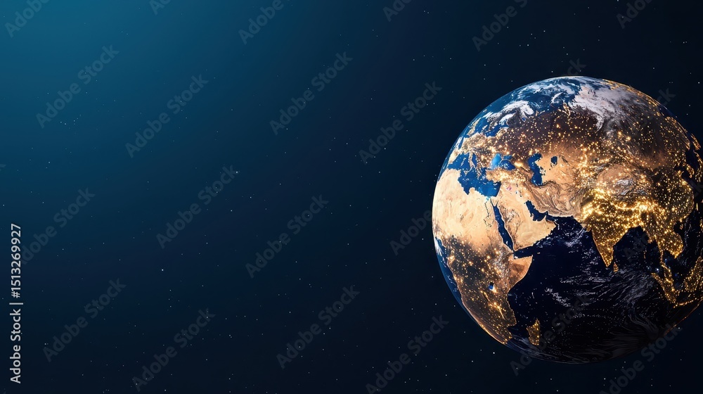 Fototapeta premium economy consumption global concept. A stunning view of Earth amidst a starry backdrop in a cosmic setting.