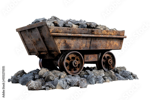 Coal mining wagon on transparent background