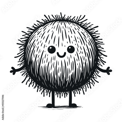 happy cartoon coconut character, vector illustration