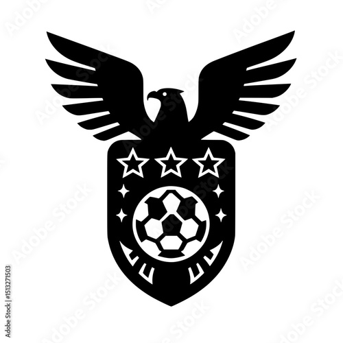 Eagle and Shield Football Logo with Three Stars