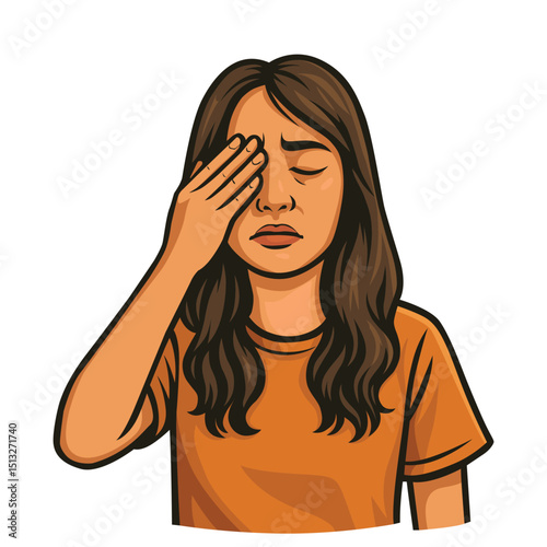 Sad girl vectro logo illustration