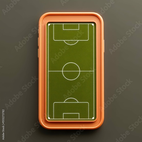 Wallpaper Mural A smartphone displaying a soccer field on a gray background, perfect for sports enthusiasts. Torontodigital.ca