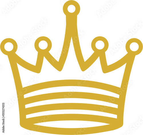 Gold Crown Icon with Simple Royal and Flat Design