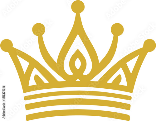 Gold Crown Icon with Simple Royal and Flat Design