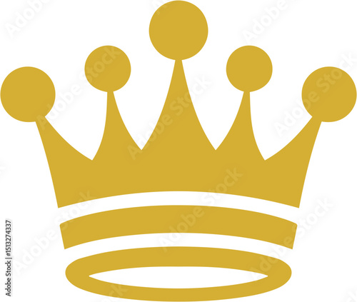 Gold Crown Icon with Simple Royal and Flat Design