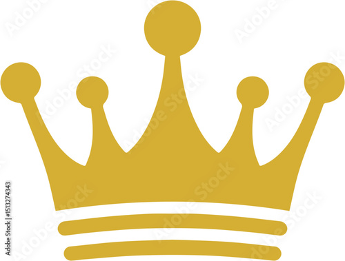 Gold Crown Icon with Simple Royal and Flat Design