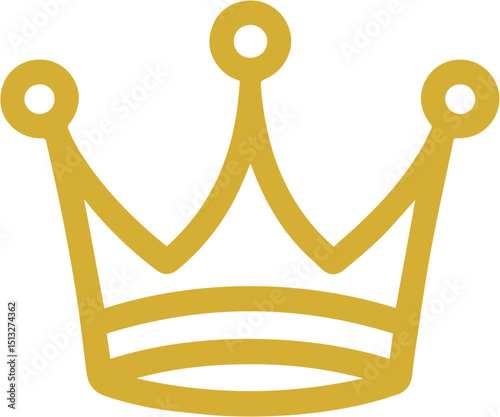 Gold Crown Icon with Simple Royal and Flat Design