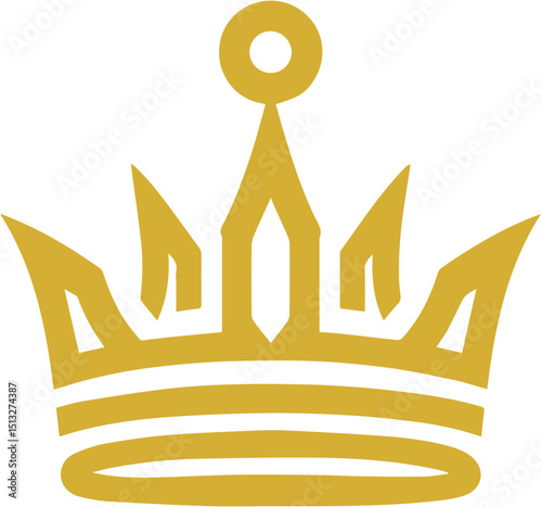 Gold Crown Icon with Simple Royal and Flat Design