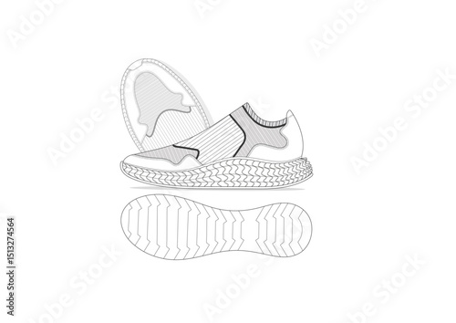 Fashion Sneaker Illustration, Footwear Design, Fashion Design, Adobe Illustration Vector, Graphic Illustration, Fashion Footwear cad