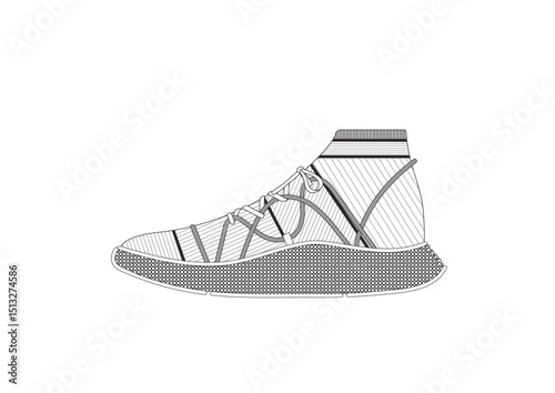 Fashion Sneaker Illustration, Footwear Design, Fashion Design, Adobe Illustration Vector, Graphic Illustration, Fashion Footwear cad