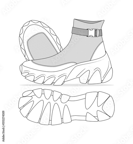 Sneaker illustration, sneaker drawing, adobe illustrator file, vector illustration, vector drawing of sneaker, footwear, fashion design, footwear illustration, fashion illustration, footwear design