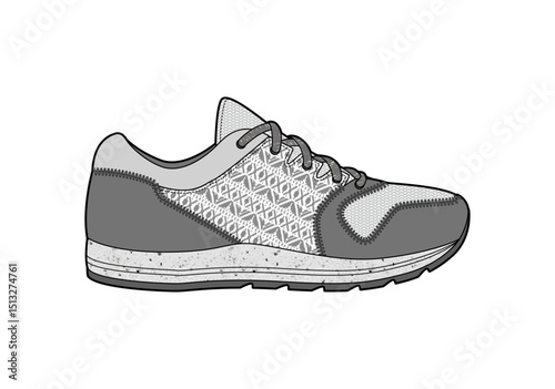 Sneaker illustration, sneaker drawing, adobe illustrator file, vector illustration, vector drawing of sneaker, footwear, fashion design, footwear illustration, fashion illustration, footwear design