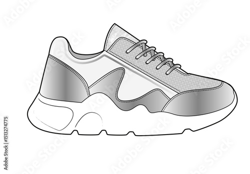 Sneaker illustration, sneaker drawing, adobe illustrator file, vector illustration, vector drawing of sneaker, footwear, fashion design, footwear illustration, fashion illustration, footwear design