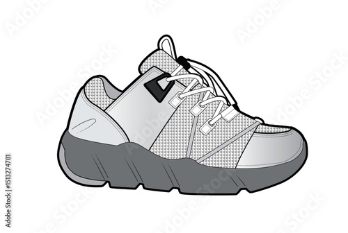 Sneaker illustration, sneaker drawing, adobe illustrator file, vector illustration, vector drawing of sneaker, footwear, fashion design, footwear illustration, fashion illustration, footwear design