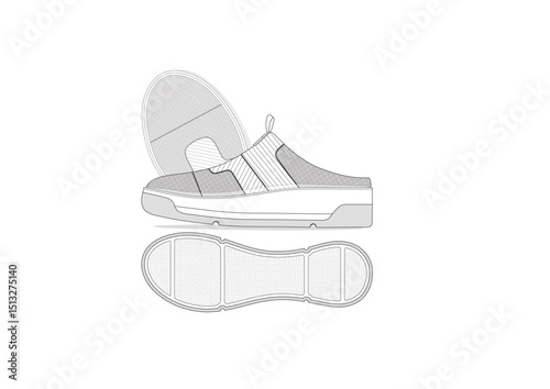 Sneaker illustration, sneaker drawing, adobe illustrator file, vector illustration, vector drawing of sneaker, footwear, fashion design, footwear illustration, fashion illustration, footwear design