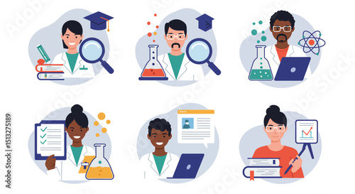 Diverse Scientists and Researchers in Various Scientific Fields and Activities