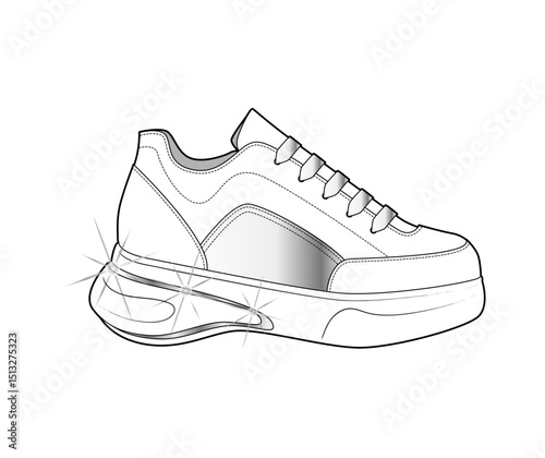 Sneaker illustration, sneaker drawing, adobe illustrator file, vector illustration, vector drawing of sneaker, footwear, fashion design, footwear illustration, fashion illustration, footwear design