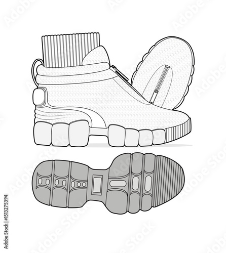 Sneaker illustration, sneaker drawing, adobe illustrator file, vector illustration, vector drawing of sneaker, footwear, fashion design, footwear illustration, fashion illustration, footwear design