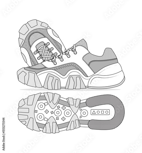 Sneaker illustration, sneaker drawing, adobe illustrator file, vector illustration, vector drawing of sneaker, footwear, fashion design, footwear illustration, fashion illustration, footwear design