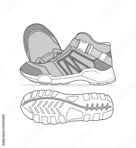 Fashion Sneaker Illustration, Footwear Design, Fashion Design, Adobe Illustration Vector, Graphic Illustration, Fashion Footwear cad