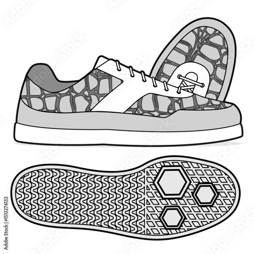 Fashion Sneaker Illustration, Footwear Design, Fashion Design, Adobe Illustration Vector, Graphic Illustration, Fashion Footwear cad