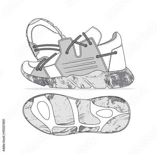 Fashion Sneaker Illustration, Footwear Design, Fashion Design, Adobe Illustration Vector, Graphic Illustration, Fashion Footwear cad