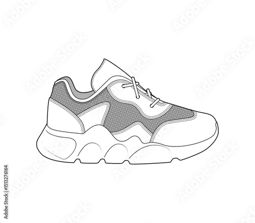 Fashion Sneaker Illustration, Footwear Design, Fashion Design, Adobe Illustration Vector, Graphic Illustration, Fashion Footwear cad