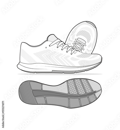 Fashion Sneaker Illustration, Footwear Design, Fashion Design, Adobe Illustration Vector, Graphic Illustration, Fashion Footwear cad
