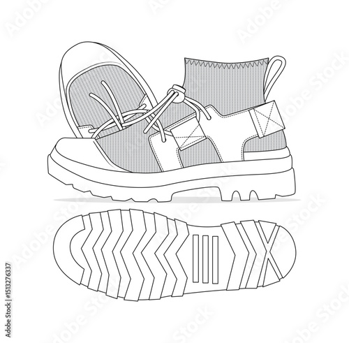 Fashion Sneaker Illustration, Footwear Design, Fashion Design, Adobe Illustration Vector, Graphic Illustration, Fashion Footwear cad