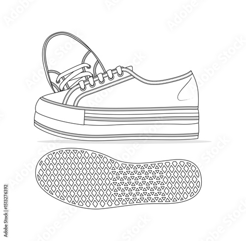 Fashion Sneaker Illustration, Footwear Design, Fashion Design, Adobe Illustration Vector, Graphic Illustration, Fashion Footwear cad
