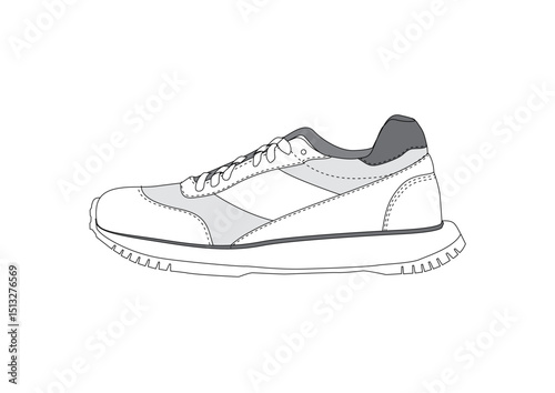 Sneaker illustration, sneaker drawing, adobe illustrator file, vector illustration, vector drawing of sneaker, footwear, fashion design, footwear illustration, fashion illustration, footwear design